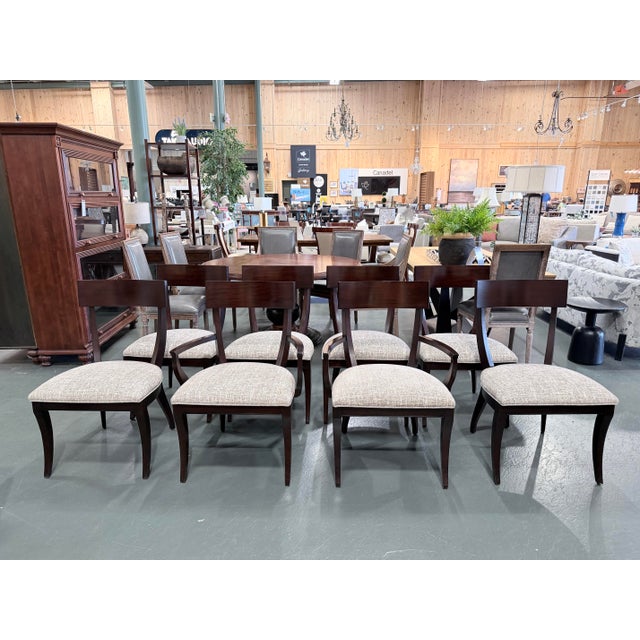 Ethan Allen Hathaway Oval Zebrawood Dining Table Set With 8 Chairs & Two Leaves For Sale - Image 9 of 12