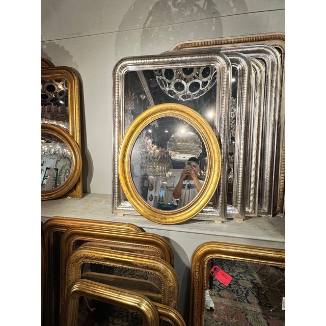 Gold French Louis Philippe Oval Giltwood Mirrors For Sale - Image 8 of 11