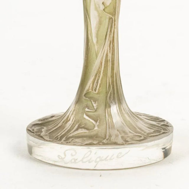 René LALIQUE (1860-1945) "Draped statuette" stamp in pressed white glass enhanced with a slightly green patina, mold no....