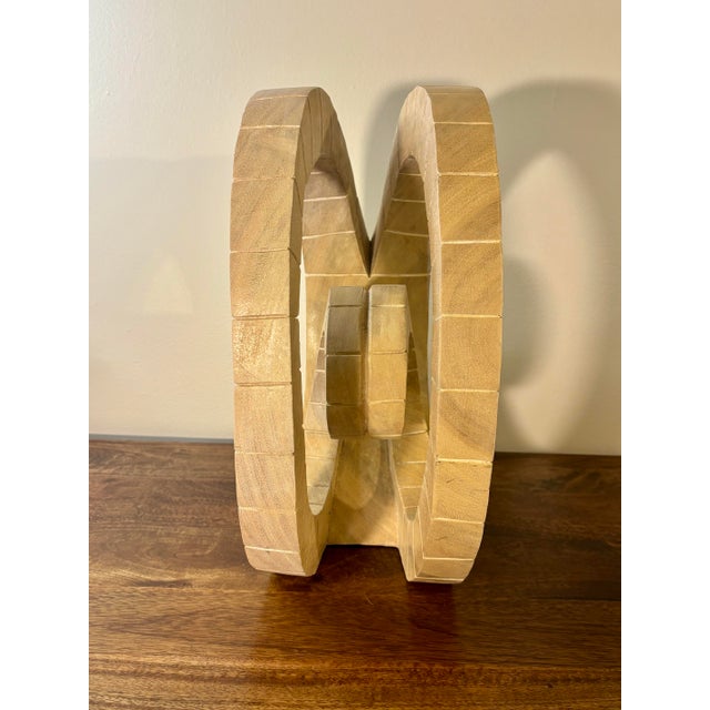 Beige Vintage Mid-Century Modern Handmade Wood Ram’s Head Sculpture For Sale - Image 8 of 8