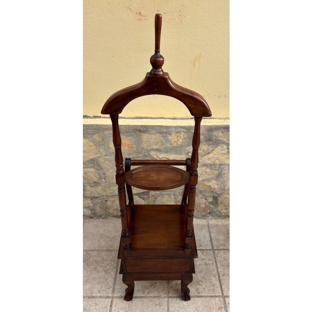 Antique English Chippendale Hardwood Valet Stand With One Drawer For Sale - Image 17 of 17