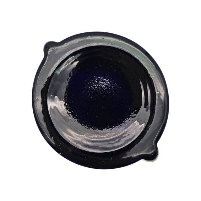 Krosno Polish Art Glass Vase Green Over Blue Cased Modernist Form 11.5" For Sale - Image 12 of 14