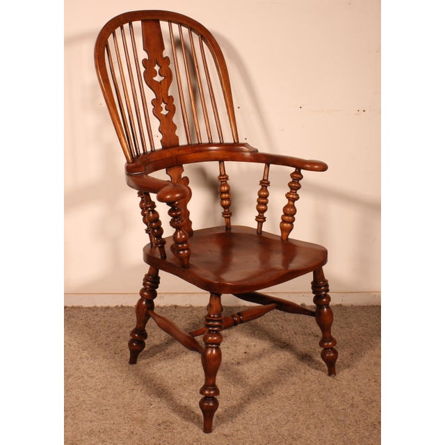 19th Century Windsor Oak Armchair For Sale - Image 11 of 11