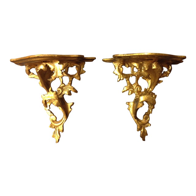 Antique Italian Gold Wall Sconces Shelves A Pair Chairish
