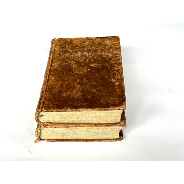 French Antique 18th Century French Leather Bound Book Set of 2 For Sale - Image 3 of 12