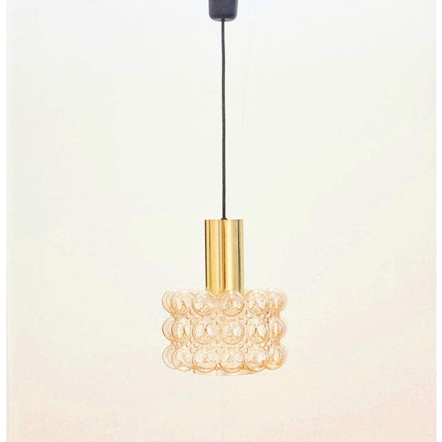 Mid-Century Modern Mid-Century Space Age Amber Bubble Glass Pendant Light by Helena Tynell for Limburg, Germany, 1960s/1970s For Sale - Image 3 of 10