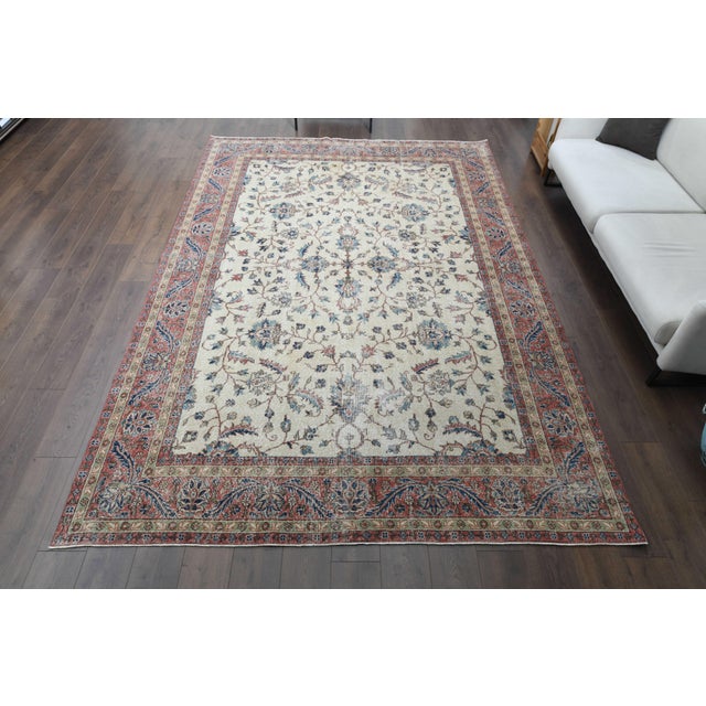 1970s Vintage Persian Handmade Wool Cotton Area Rug For Sale - Image 4 of 11