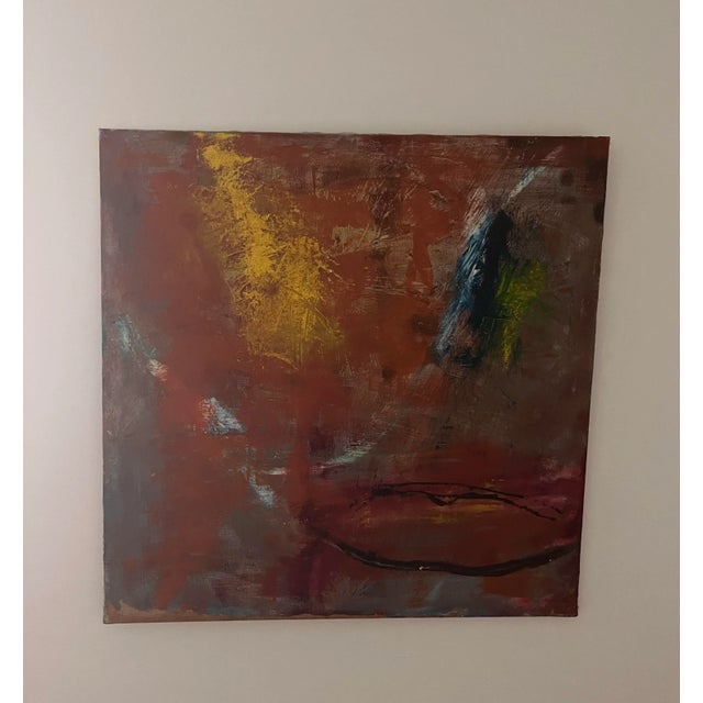 Mid Century Abstract Oil Painting on Canvas For Sale - Image 4 of 9