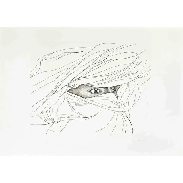 Modern Giacomo Porzano, Arab Man, Etching, 1974 For Sale - Image 3 of 3