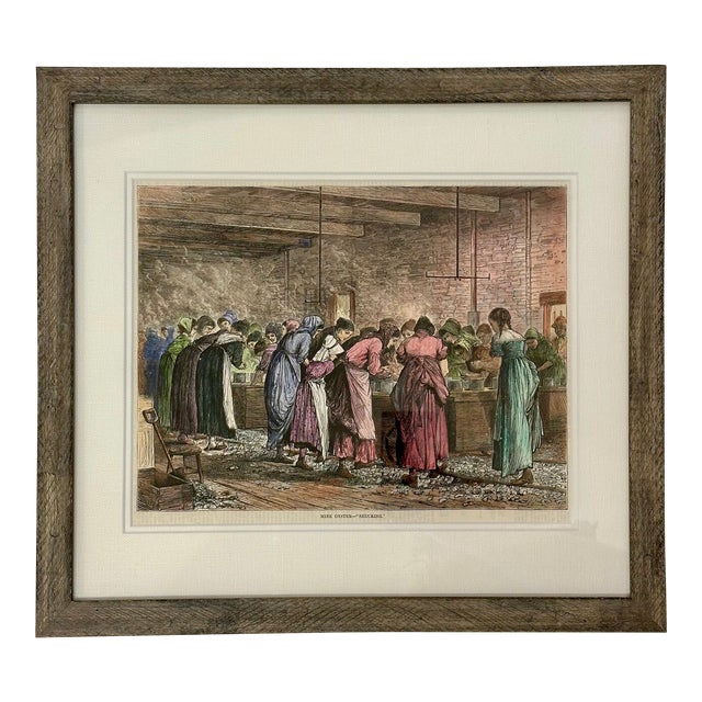 1875 Oyster Shucking, Framed For Sale