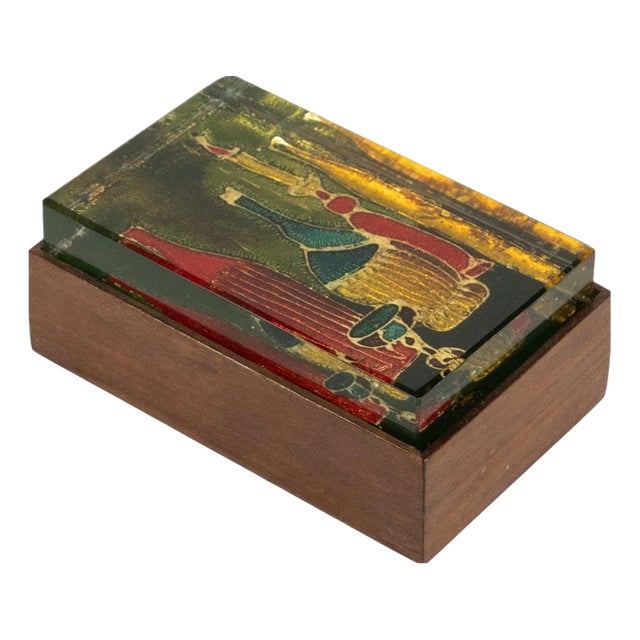 Mid-Century Box in Wood and Art Glass attributed to Erwin Burger for Fontana Arte, Italy, 1950s For Sale