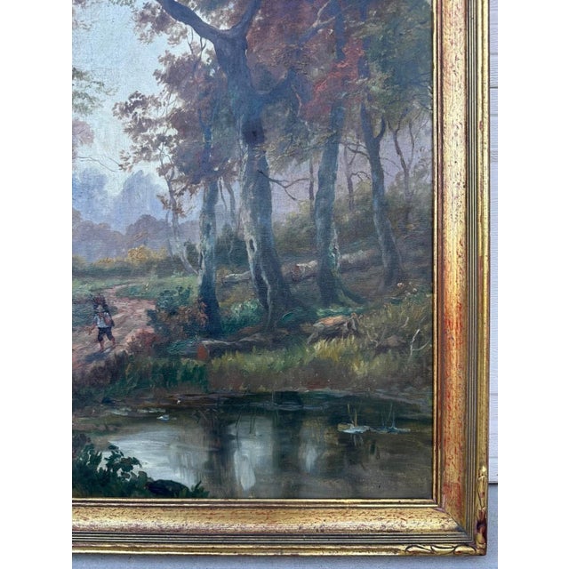 Gold 19th Century Hudson River School Style Landscape Oil Painting Attributed to Andrew W. Warren For Sale - Image 8 of 18