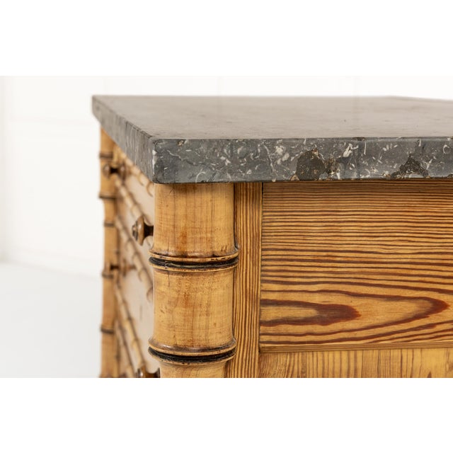 19th Century French Pine Faux Bamboo Chest of Drawers For Sale - Image 4 of 9