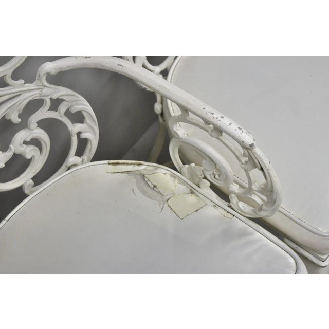 Vintage Art Nouveau Style Trojan Scrolling Cast Aluminum Dining Chairs Set of 4 For Sale - Image 13 of 18