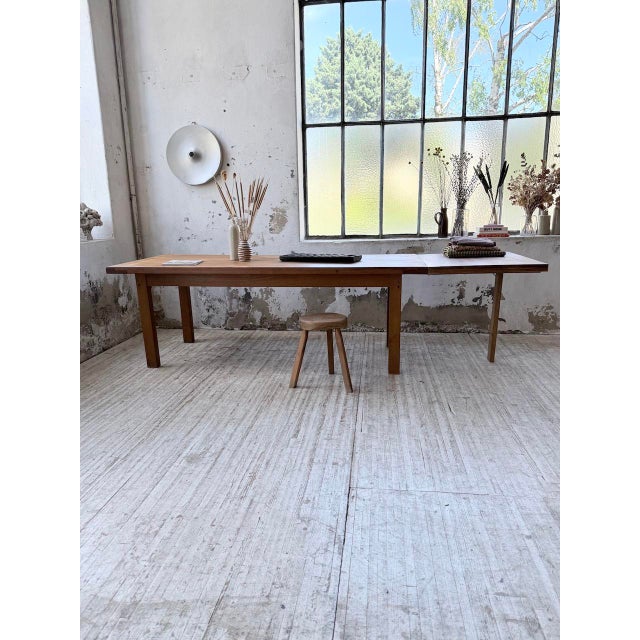 Wood Golden Oak Farmhouse Table with Extension, 1960s For Sale - Image 7 of 18