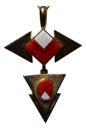 The Mudd: BG Mudd Signed Opal and Coral Inlay Pendant