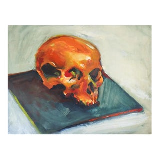 Late 20th Century Impressionist Skull Painting For Sale
