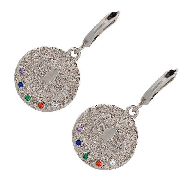 Contemporary Powerful Talisman Evil Eye Silver Earrings, A Pair For Sale - Image 3 of 8
