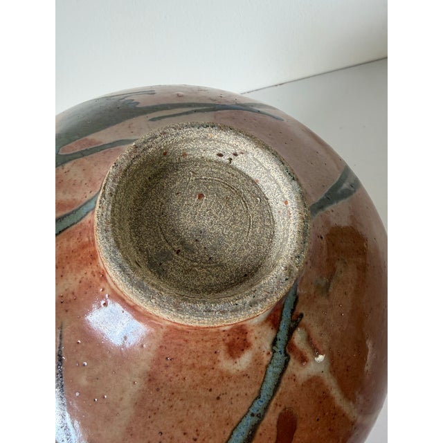 Brown Vintage Handmade Brown Glazed Studio Pottery Vase With Abstract Drip Design – Signed For Sale - Image 8 of 11