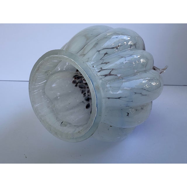 Vintage Hand-Blown Spotted Art Glass Flame Crown Lamp Shade For Sale - Image 10 of 11