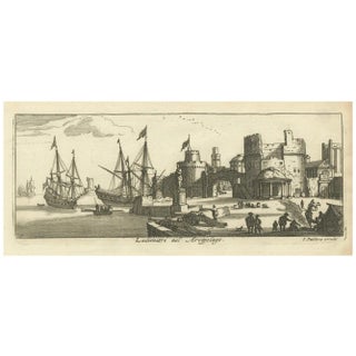 Peeters, Port Scene at Ladimiti in the Aegean Archipelago with Fortifications, 1680, Print For Sale