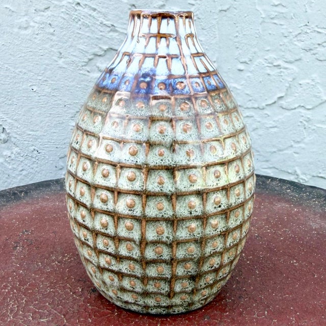 Mid-Century Modern Vintage Mid Century Glazed Ceramic Stoneware Vase For Sale - Image 3 of 8