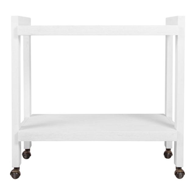 Matthew Izzo Home Rockwell White Washed Oak Bar Cart For Sale