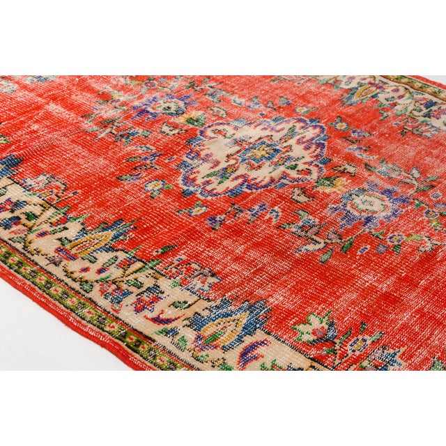Peach Oushak Anatolian Floral Carpet For Sale - Image 8 of 10