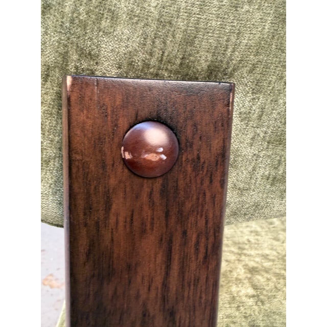 Mid-Century Modern Walnut Chair With Plush Green Upholstery For Sale - Image 12 of 13