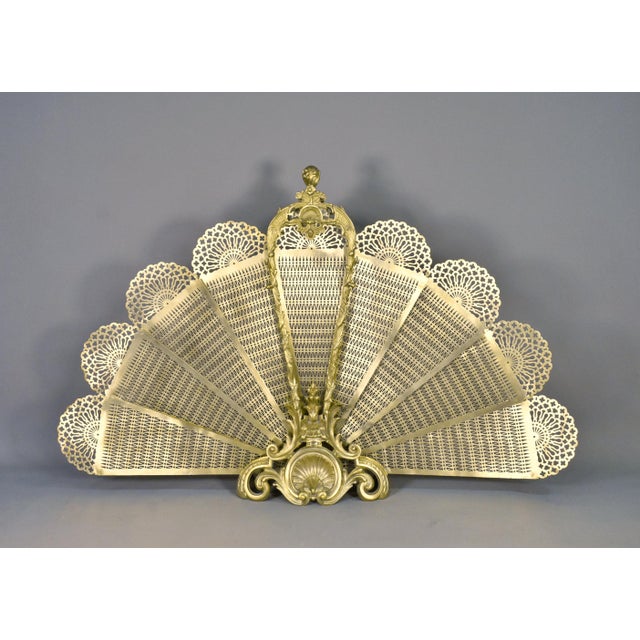 French Louis XV-Transition Style Peacock Fan Shaped Fire Screen, 1890s For Sale - Image 16 of 16
