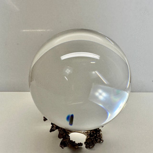 Rare Steuben Crystal Gazing Ball on Sterling Silver Wave Stand #1036 Signed 5.5” For Sale - Image 13 of 15
