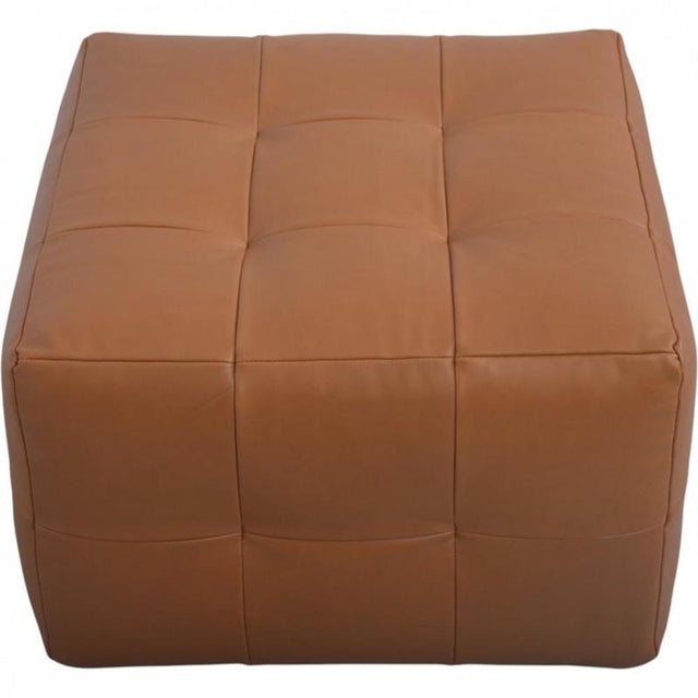 Ottoman in Cognac Anilin Leather For Sale - Image 4 of 6