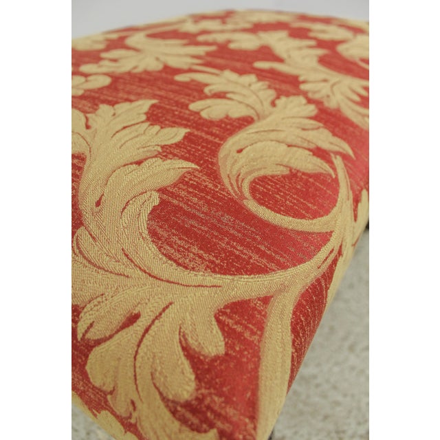 Brown Pair Damask Newly Upholstered Oversized Ottomans For Sale - Image 8 of 13