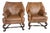 Genuine Leather Accent Chairs Pair - Furguson Copeland For Sale