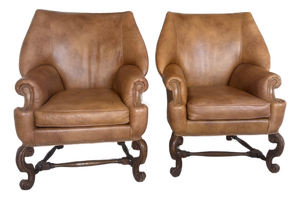 Genuine Leather Accent Chairs Pair - Furguson Copeland