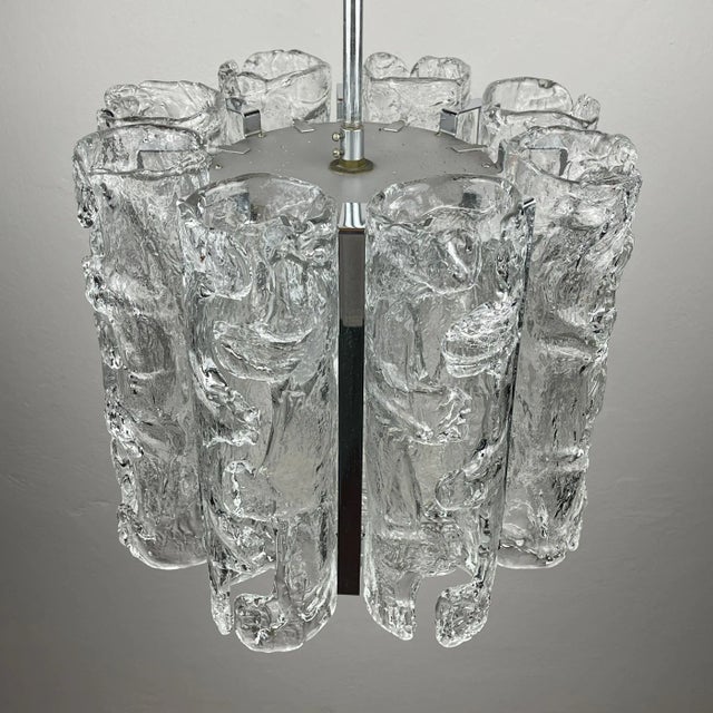 Vintage Ice Murano Glass Chandelier from AV Mazzega, Italy, 1970s For Sale - Image 13 of 18