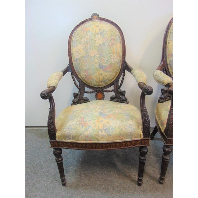 Late 19th Century 19th C Regency Mahogany Carved & Inlaid Chairs - a Pair For Sale - Image 5 of 12