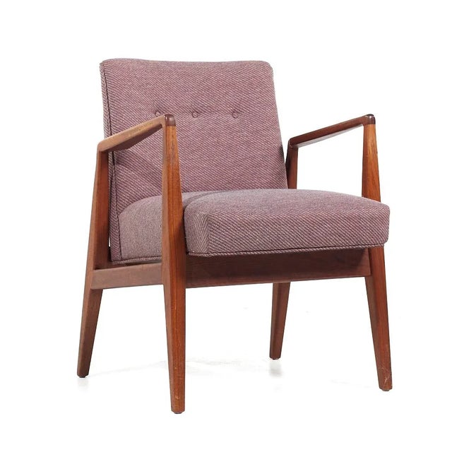 Wood Jens Risom Mid Century Walnut Lounge Chairs - Pair For Sale - Image 7 of 12