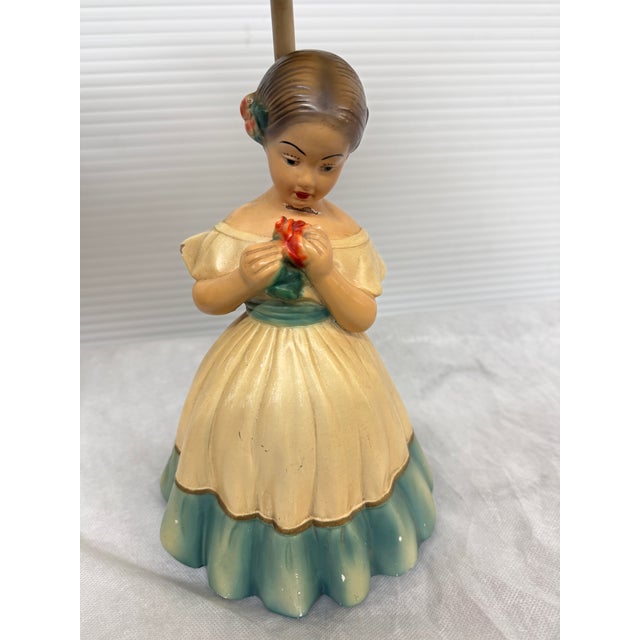 Mid 20th Century Vintage Ceramic Figurine Table Lamps, Pair For Sale - Image 5 of 12