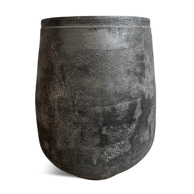 Modern Tumbler Black Earth Ware Vintage Pot Planter For Sale - Image 3 of 6