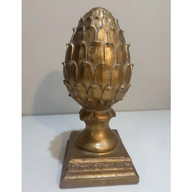 Late 20th Century Large Hollywood Regency Gold Artichoke Finial Sculpture – Pieri Creations Philadelphia Palm Beach Regency Glam Decor For Sale - Image 11 of 11