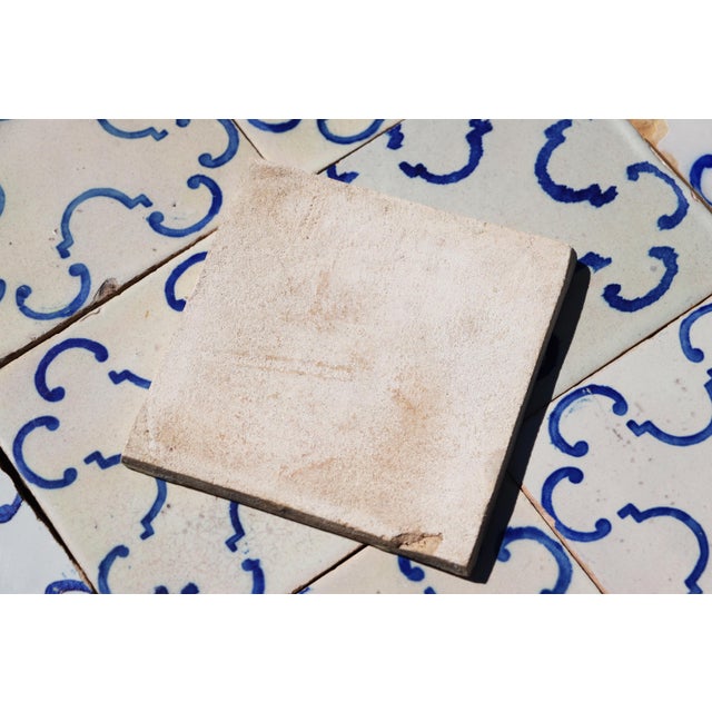19th-20th Century Portuguese Antique Tiles Set of 59 Blue & White Quatrefoil Pattern For Sale - Image 18 of 18