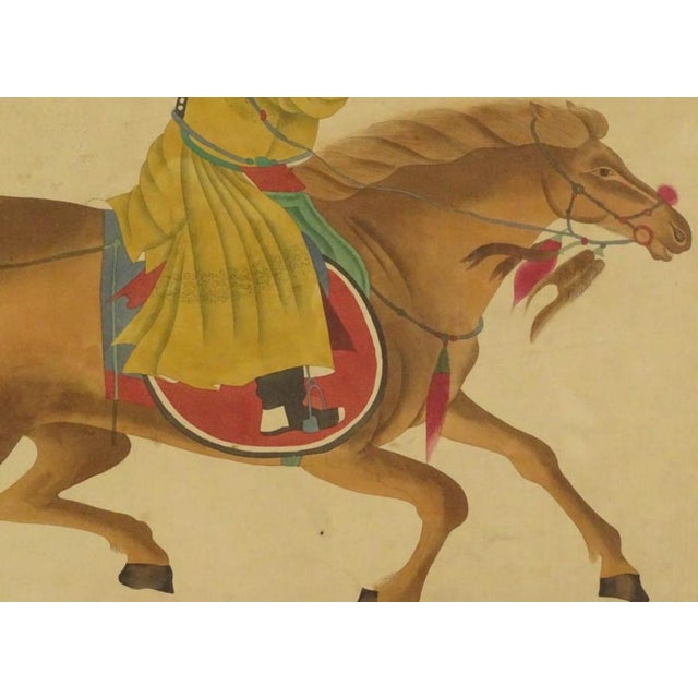 Pair of 19th Century Chinese Equestrian Horse Paintings in Watercolor For Sale In New York - Image 6 of 12