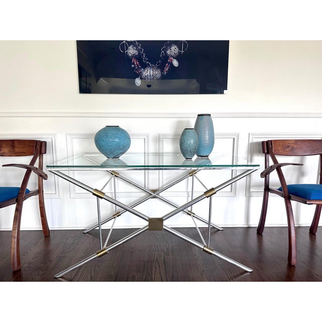 Metal 1950s Rare X-leg Console Sofa Table by John Vesey For Sale - Image 7 of 14