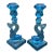 Vintage Metropolitan Museum of Art Imperial Blue Glass Koi Candlesticks - A Pair For Sale