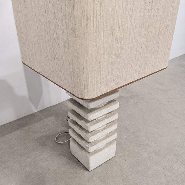 Large French Brutalist Limestone Lamp, 1970 For Sale - Image 9 of 10