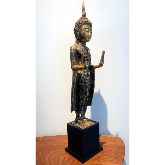 Antique Giltwood Buddha Statue Southeast Asia For Sale - Image 4 of 12