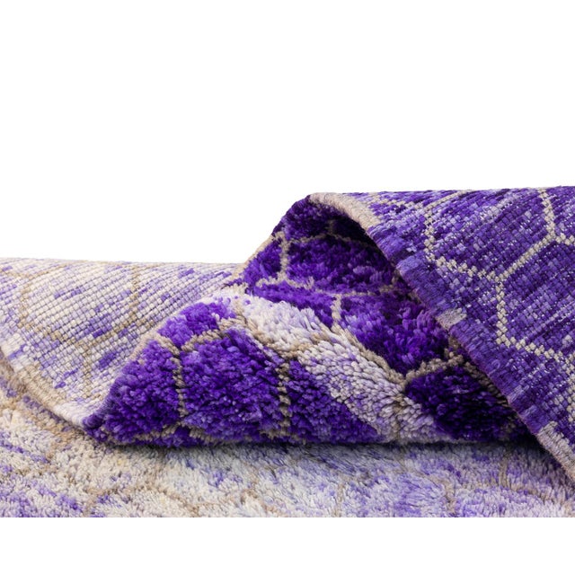 2020s Honeycomb Pattern Hand-Knotted Wool Rug | 10'3" X 8'2" | One of a Kind For Sale - Image 5 of 8