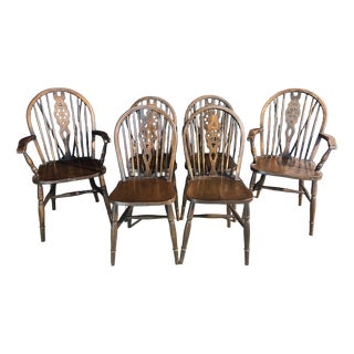 Wheel Back Dining Chairs, 1960s, Set of 6 For Sale