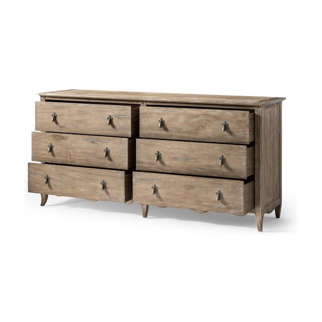 Rustic Oak Six-Drawer French Country Dresser For Sale - Image 4 of 11